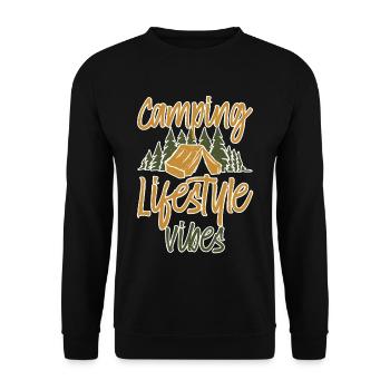 Camping Lifestyle Vibes 2 - Unisex Sweatshirt - black - Front - Alina (178cm) & Michal (187cm)