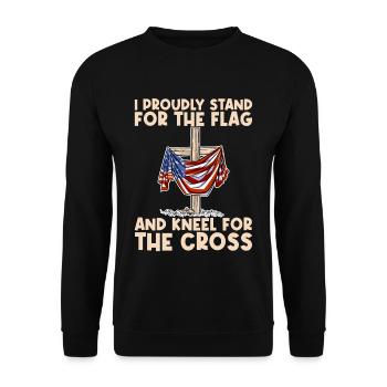 I Proudly Stand For The Flag Kneel For The Cross - Unisex Sweatshirt - black - Front - Alina (178cm) & Michal (187cm)