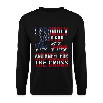 Je me tiens fièrement pour le drapeau agenouillé pour la croix 3 - Sweat-shirt Unisexe - noir - Devant - Alina (178cm) & Michal (187cm)