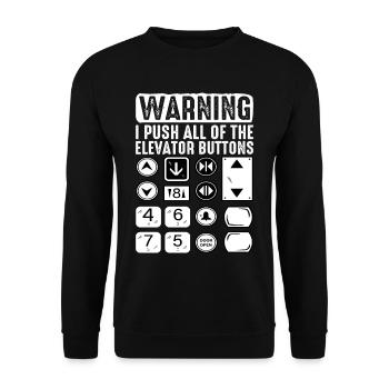 Avertissement J’appuie sur tous les boutons de l’ascenseur 8 - Sweat-shirt Unisexe - noir - Devant - Alina (178cm) & Michal (187cm)