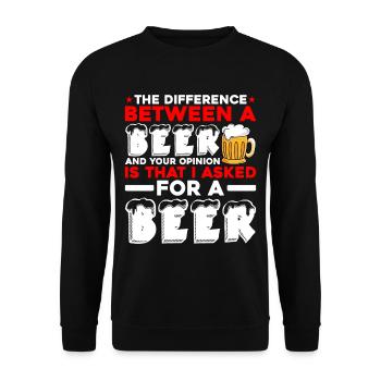 La différence entre une bière et votre opinion 2 - Sweat-shirt Unisexe - noir - Devant - Alina (178cm) & Michal (187cm)