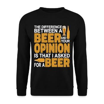 La différence entre une bière et votre opinion - Sweat-shirt Unisexe - noir - Devant - Alina (178cm) & Michal (187cm)