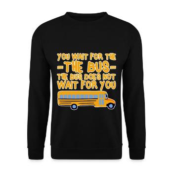 Vous attendez le bus Le bus n’attend pas 4 - Sweat-shirt Unisexe - noir - Devant - Alina (178cm) & Michal (187cm)