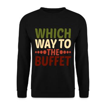 Which Way To The Buffet 19 - Unisex Pullover - Schwarz - Vorne - Alina (178cm) & Michal (187cm)