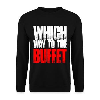 Which Way To The Buffet 20 - Unisex Pullover - Schwarz - Vorne - Alina (178cm) & Michal (187cm)