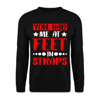 You Had Me At Feet In Straps 10 - Unisex Pullover - Schwarz - Vorne - Alina (178cm) & Michal (187cm)