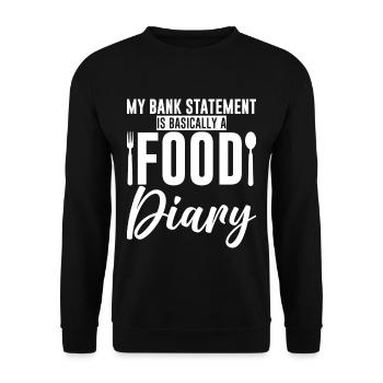 Mon relevé bancaire est essentiellement un journal alimentaire 4 - Sweat-shirt Unisexe - noir - Devant - Alina (178cm) & Michal (187cm)