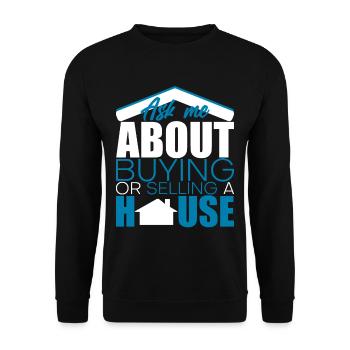 Posez-moi des questions sur l’achat ou la vente d’une maison 4 - Sweat-shirt Unisexe - noir - Devant - Alina (178cm) & Michal (187cm)