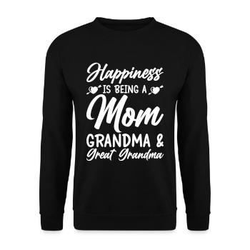 Happiness Is Being A Mom, Grandma 2 - Unisex Pullover - Schwarz - Vorne - Alina (178cm) & Michal (187cm)