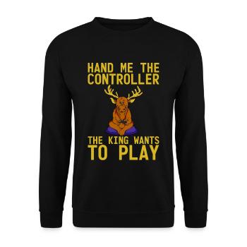 Hand Me The Controller, The King Wants To Play 4 - Unisex Pullover - Schwarz - Vorne - Alina (178cm) & Michal (187cm)