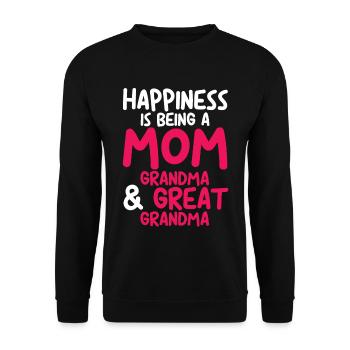 Happiness Is Being A Mom, Grandma - Unisex Pullover - Schwarz - Vorne - Alina (178cm) & Michal (187cm)