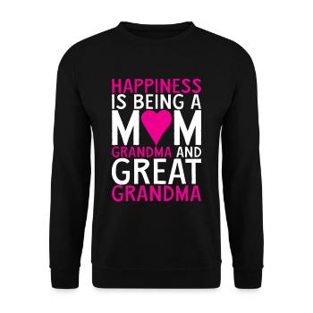 Happiness Is Being A Mom, Grandma 4 - Unisex Pullover - Schwarz - Vorne - Alina (178cm) & Michal (187cm)