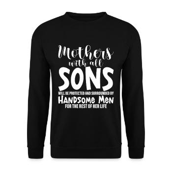 Mothers with all sons will be protected 4 - Unisex Sweatshirt - black - Front - Alina (178cm) & Michal (187cm)