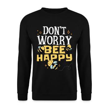 Don't Worry Bee Happy 37 - Unisex Sweatshirt - black - Front - Alina (178cm) & Michal (187cm)