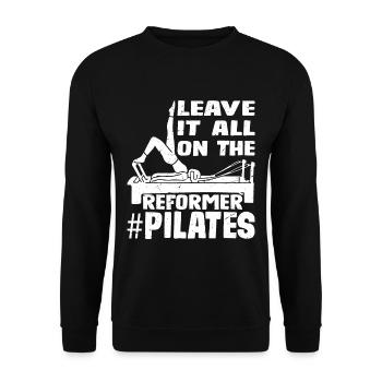 Leave It All On The Reformer #Pilates 5 - Unisex Pullover - Schwarz - Vorne - Alina (178cm) & Michal (187cm)