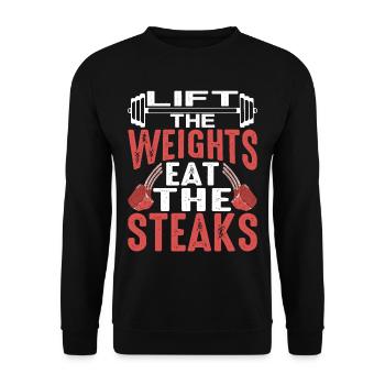 Lift The Weights, Eat The Steaks 7 - Unisex Sweatshirt - black - Front - Alina (178cm) & Michal (187cm)