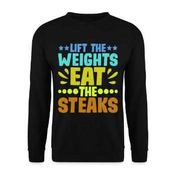 Lift The Weights, Eat The Steaks 8 - Unisex Sweatshirt - black - Front - Alina (178cm) & Michal (187cm)