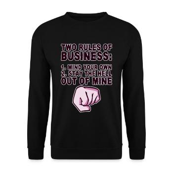 Deux règles d’affaires, occupez-vous des vôtres 4 - Sweat-shirt Unisexe - noir - Devant - Alina (178cm) & Michal (187cm)