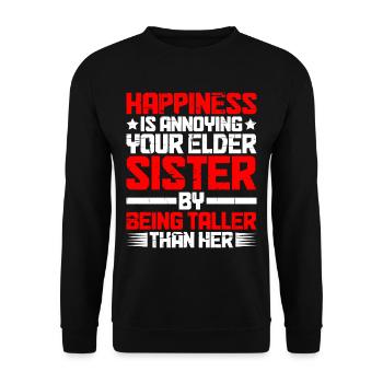 Happiness Is Annoying Your Elder Sister - Unisex Sweatshirt - black - Front - Alina (178cm) & Michal (187cm)