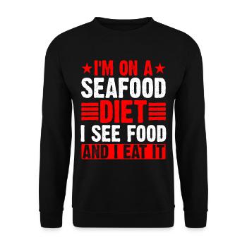 I'm On A Seafood Diet, I See Food And I Eat It 2 - Unisex Sweatshirt - black - Front - Alina (178cm) & Michal (187cm)