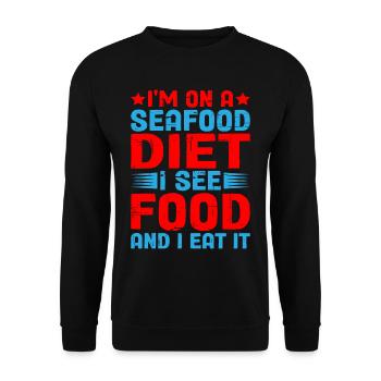 I'm On A Seafood Diet, I See Food And I Eat It - Unisex Sweatshirt - black - Front - Alina (178cm) & Michal (187cm)
