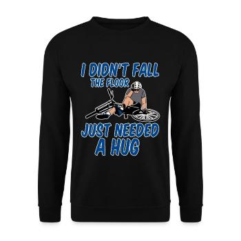 I Didn't Fall, The Floor Just Needed A Hug 4 - Unisex Pullover - Schwarz - Vorne - Alina (178cm) & Michal (187cm)