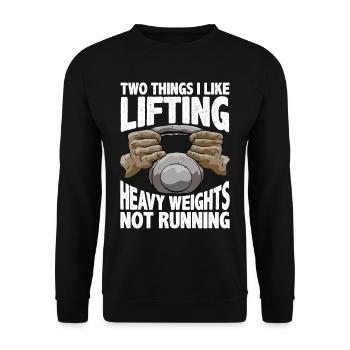 Two Things I Like, Lifting Heavy, Not Running 5 - Unisex Sweatshirt - black - Front - Alina (178cm) & Michal (187cm)