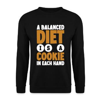 Une alimentation équilibrée est un biscuit dans chaque main - Sweat-shirt Unisexe - noir - Devant - Alina (178cm) & Michal (187cm)