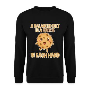 Une alimentation équilibrée est un biscuit dans chaque main 2 - Sweat-shirt Unisexe - noir - Devant - Alina (178cm) & Michal (187cm)