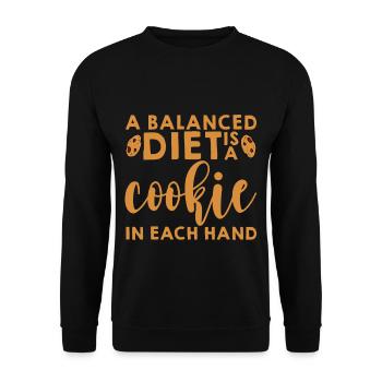 Une alimentation équilibrée est un biscuit dans chaque main 4 - Sweat-shirt Unisexe - noir - Devant - Alina (178cm) & Michal (187cm)