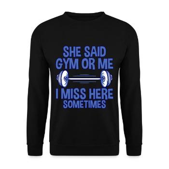 Elle a dit, gym ou moi, elle me manque parfois 2 - Sweat-shirt Unisexe - noir - Devant - Alina (178cm) & Michal (187cm)