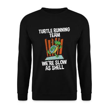Turtle Running Team, We're Slow As Shell 2 - Unisex Sweatshirt - black - Front - Alina (178cm) & Michal (187cm)