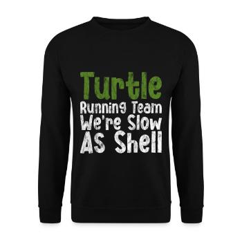 Turtle Running Team, We're Slow As Shell 3 - Unisex Sweatshirt - black - Front - Alina (178cm) & Michal (187cm)