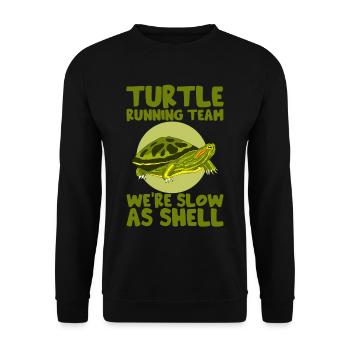 Turtle Running Team, We're Slow As Shell 4 - Unisex Sweatshirt - black - Front - Alina (178cm) & Michal (187cm)