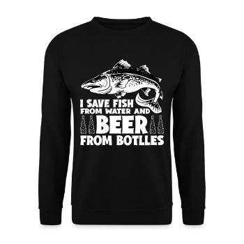 Je sauve le poisson de l’eau et la bière des bouteilles 3 - Sweat-shirt Unisexe - noir - Devant - Alina (178cm) & Michal (187cm)