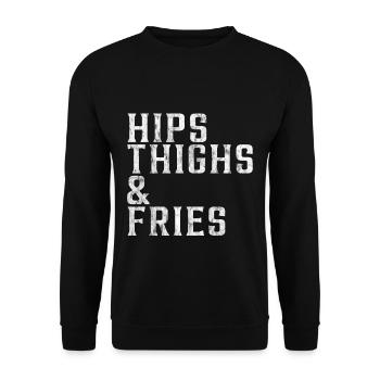 Hips Thighs And Fries 3 - Unisex Sweatshirt - black - Front - Alina (178cm) & Michal (187cm)
