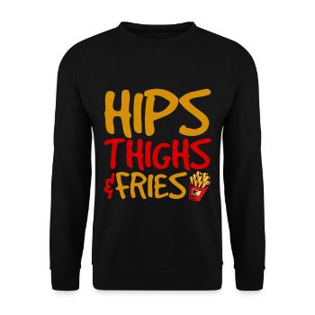 Hips Thighs And Fries 4 - Unisex Sweatshirt - black - Front - Alina (178cm) & Michal (187cm)