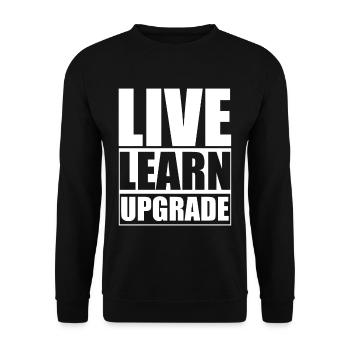 Live Learn Upgrade - Unisex Sweatshirt - black - Front - Alina (178cm) & Michal (187cm)