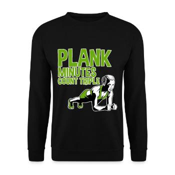 Plank Minutes Count Triple 2 - Unisex Sweatshirt - black - Front - Alina (178cm) & Michal (187cm)