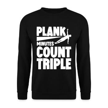 Plank Minutes Count Triple 4 - Unisex Sweatshirt - black - Front - Alina (178cm) & Michal (187cm)