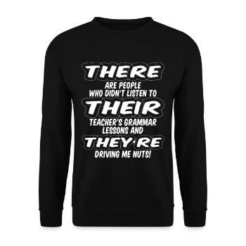 There Their They're 2 - Unisex Pullover - Schwarz - Vorne - Alina (178cm) & Michal (187cm)