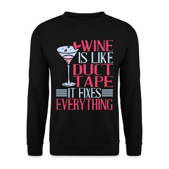 Wine Is Like Duct Tape It Fixes Everything 2 - Unisex Pullover - Schwarz - Vorne - Alina (178cm) & Michal (187cm)
