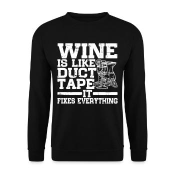Wine Is Like Duct Tape It Fixes Everything 3 - Unisex Pullover - Schwarz - Vorne - Alina (178cm) & Michal (187cm)