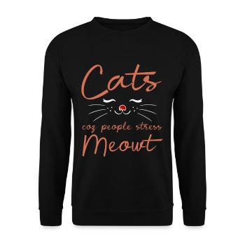 Cats Coz People Stress Meowt 2 - Unisex Sweatshirt - black - Front - Alina (178cm) & Michal (187cm)