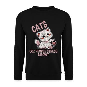 Cats Coz People Stress Meowt 3 - Unisex Sweatshirt - black - Front - Alina (178cm) & Michal (187cm)