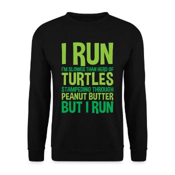 Je cours, je suis plus lent que Herd Of Turtles 2 - Sweat-shirt Unisexe - noir - Devant - Alina (178cm) & Michal (187cm)