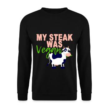 My Steak Was Vegan 4 - Unisex Pullover - Schwarz - Vorne - Alina (178cm) & Michal (187cm)