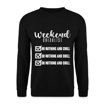 Liste de contrôle du week-end, Ne rien faire et se détendre 4 - Sweat-shirt Unisexe - noir - Devant - Alina (178cm) & Michal (187cm)