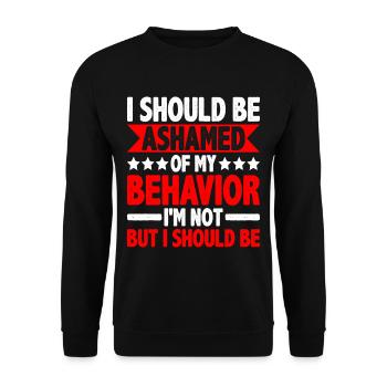 Je devrais avoir honte de mon comportement 5 - Sweat-shirt Unisexe - noir - Devant - Alina (178cm) & Michal (187cm)