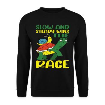 Slow And Steady Wins The Race 4 - Unisex Pullover - Schwarz - Vorne - Alina (178cm) & Michal (187cm)